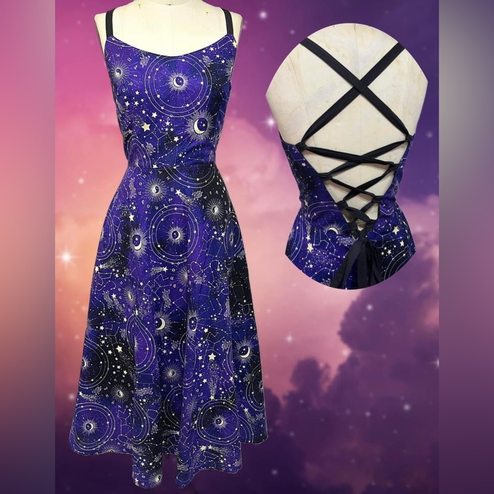 Backless Purple Galaxy Constellation Sundress